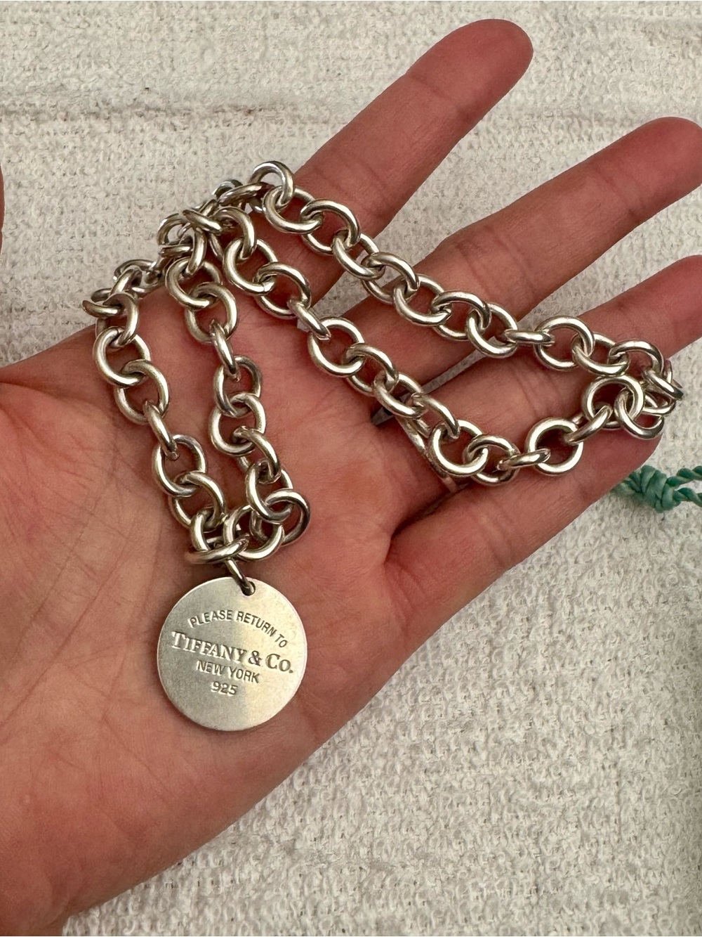 Tiffany & Co. Silver Round Tag Link Necklace